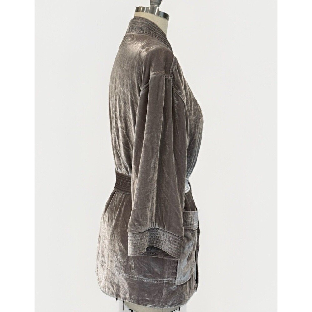 MOTHER  WomenSize Small Silver VELVET Kimono  Jacket Cardigan Open Silk Blend - Picture 5 of 16